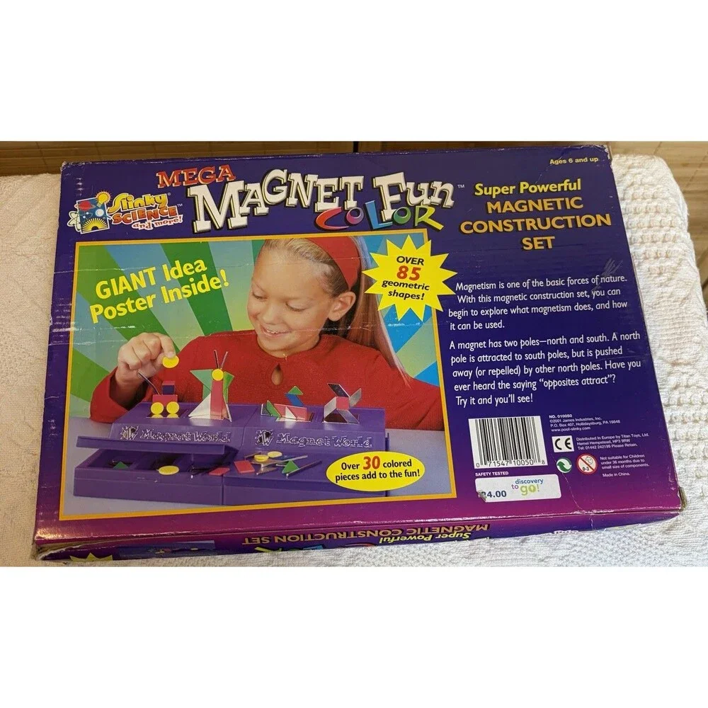 Slinky Science Mega Magnet Fun Color Magnetic Construction Set Approx 40 pieces